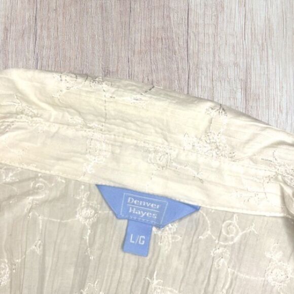 Denver Hayes White Womens Button Down V Neck Shirts Long Sleeve. - Picture 5 of 14